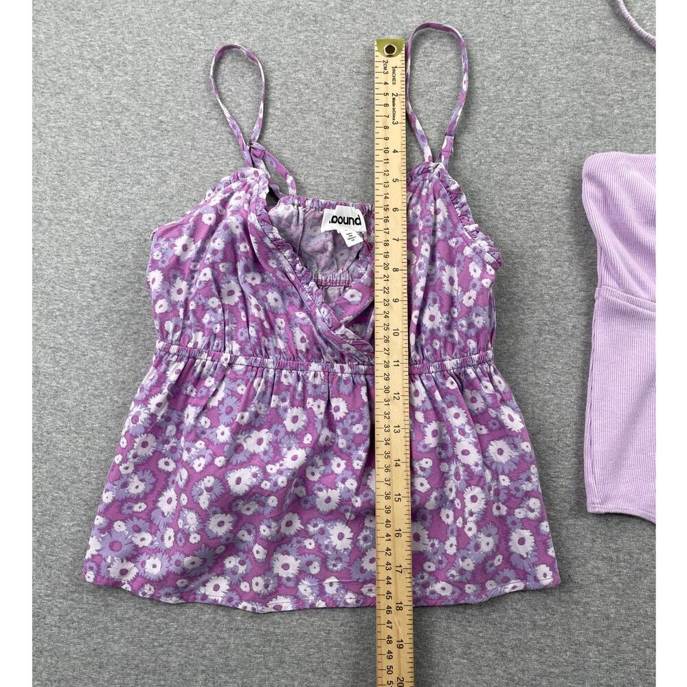 Lot of 2 Nordstrom Tank Tops XS Purple Floral Babydoll & Rib Knit Bodysuit - Picture 10 of 16